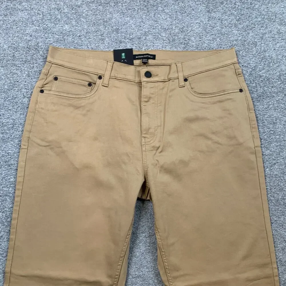 Banana Republic Pants Mens 38 Tan 5 Pocket Cotton Stretch Flat Front Casual